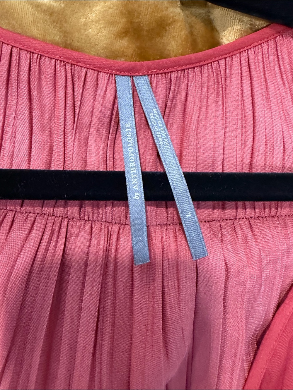 Anthropologie Red Pleated V‑Neck Long Sleeve Maxi Dress - Picture 4 of 4